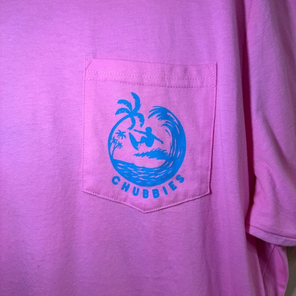 Chubbies Men's Pocket Graphic T-Shirt in Pink The Surfer Wave Palms Size XL NWT - Picture 3 of 7